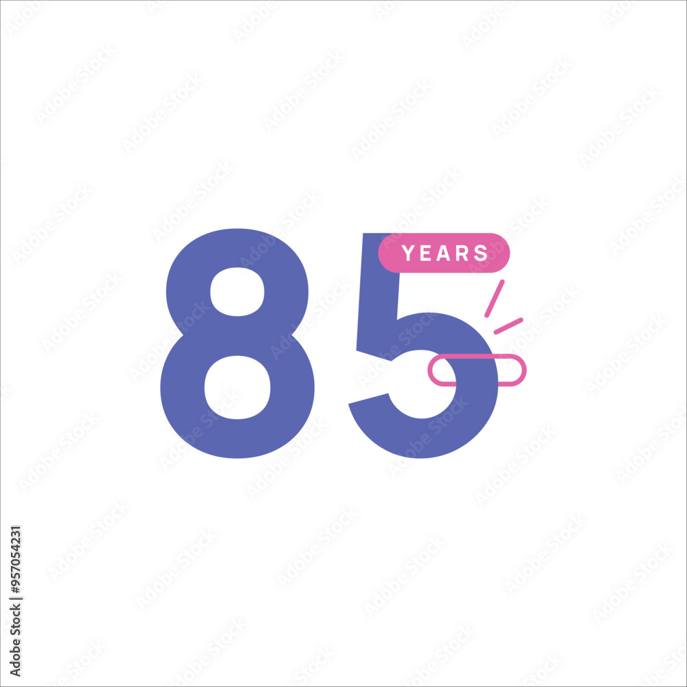 85 Years Anniversary Number Design Flat Style Collection Vector Template Illustration 85 Years Anniversary Number Design Flat Style Collection Vector Template Illustration
