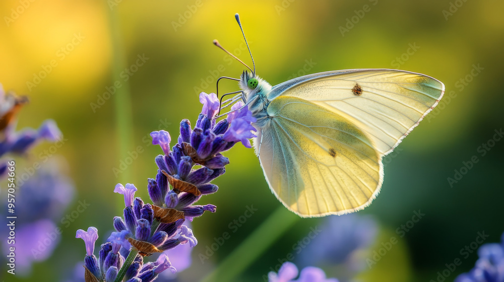 Close-Up of a Butterfly on a Lavender Flower Close-Up of a Butterfly on a Lavender Flower