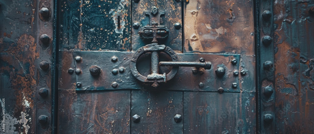 A close-up of an ancient, weathered door with an iron latch and rustic textures, hinting at stories of the past. A close-up of an ancient, weathered door with an iron latch and rustic textures, hinting at stories of the past.