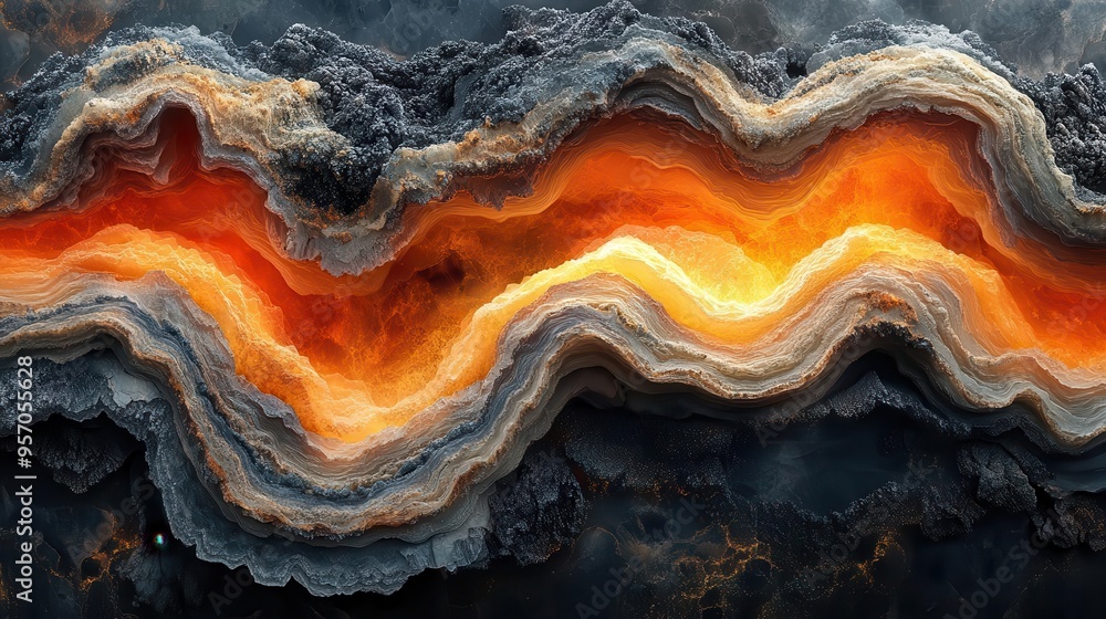 macro view of swirling lava flow mesmerizing patterns of molten rock intense orange and red hues primordial earth tones macro view of swirling lava flow mesmerizing patterns of molten rock intense orange and red hues primordial earth tones