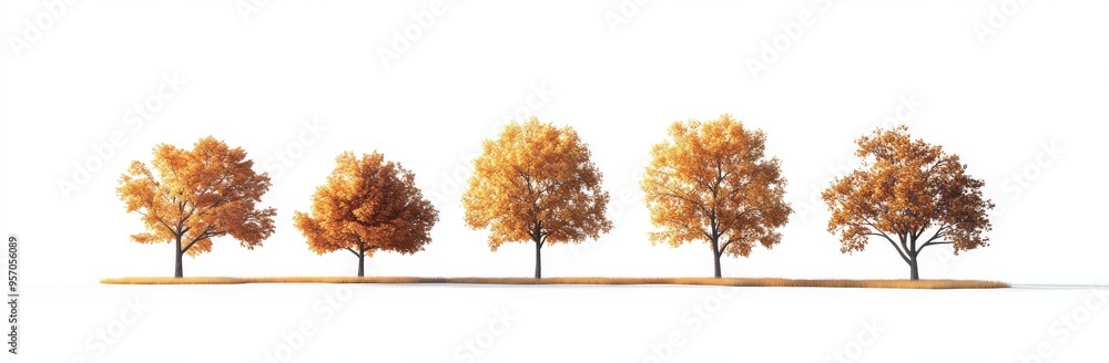 Naklejka premium Sycamore platanus maple trees isolated png on a transparent background in autumn