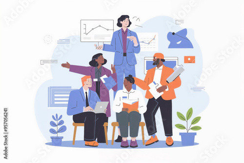 business people working for data analytics and monitoring on web report dashboard monitor and business finance investment design concept,Modern Flat Design Vector Illustration.