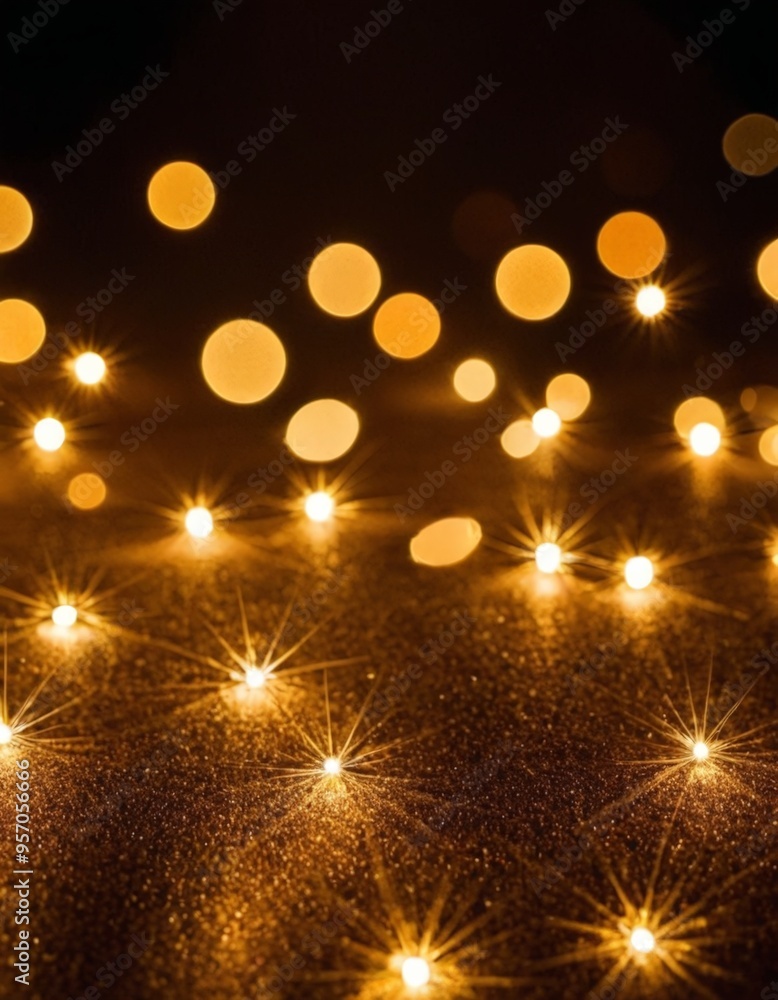 Fototapeta premium golden christmas lights on black background