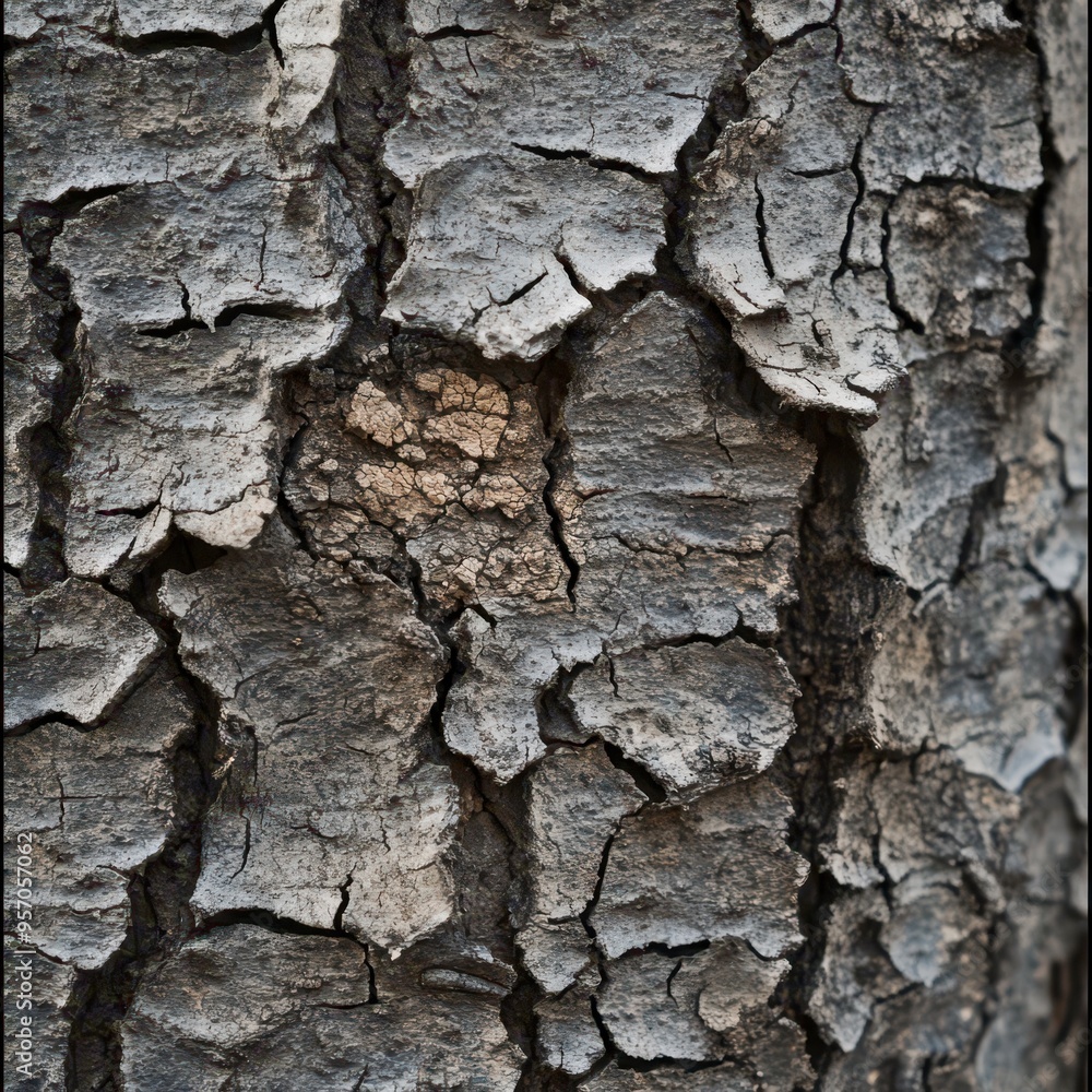 Textured bark surface of a tree showcasing natural patterns and cracks Textured bark surface of a tree showcasing natural patterns and cracks