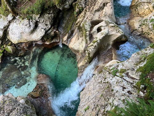 Sunik water grove or waterfalls on the Lepenca stream (Bovec, Slovenia) - Der Sunik-Wasserhain oder Wasserfälle am Bach Lepenca (Slowenien) - Šunikov vodni gaj v Lepeni (Slovenija)