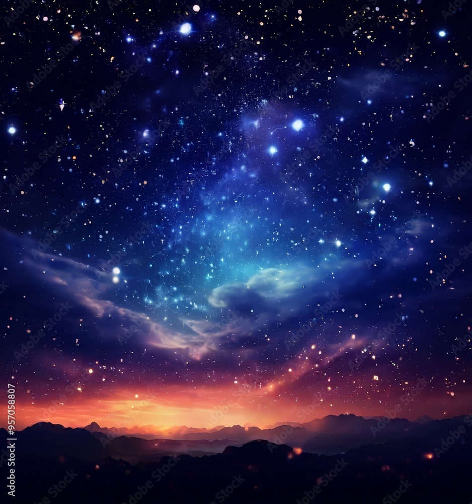 Fototapeta premium night sky with stars and clouds