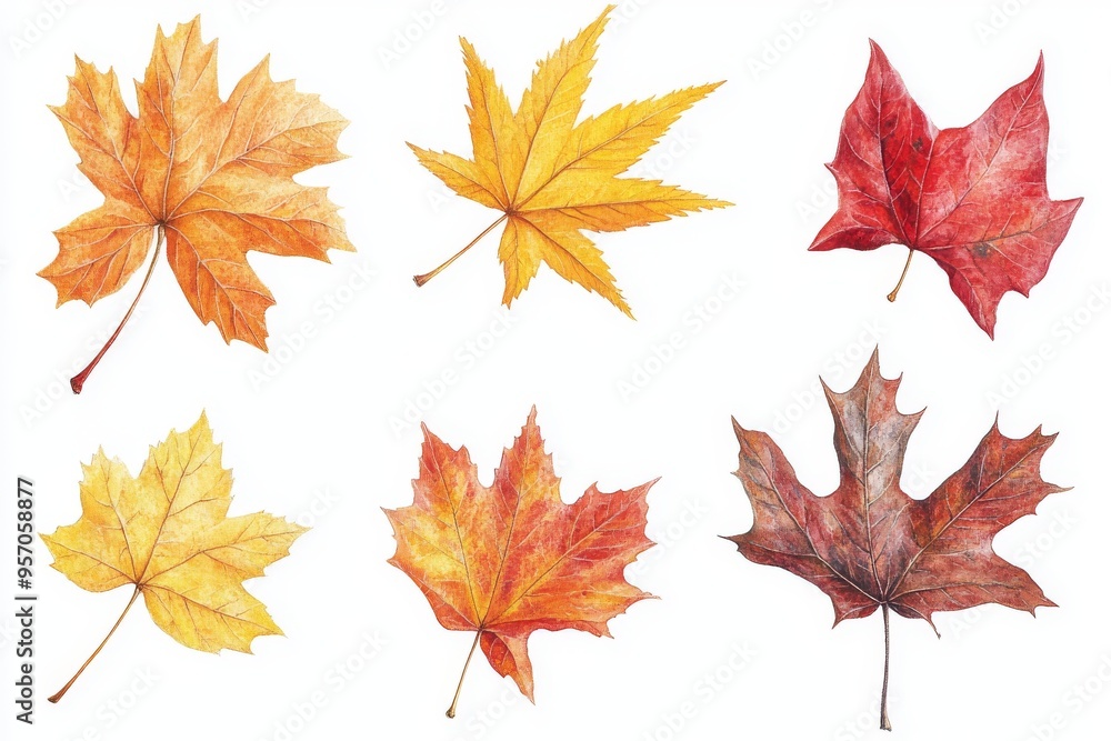 An isolated collection of autumn leaves on a transparent background An isolated collection of autumn leaves on a transparent background