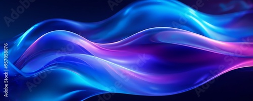 Wallpaper Mural abstract blue and pink waves on black background Torontodigital.ca