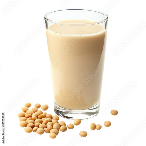 Soybean milk drink object isolated on transparent png.