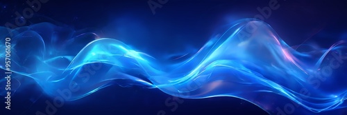 abstract blue and pink waves on black background