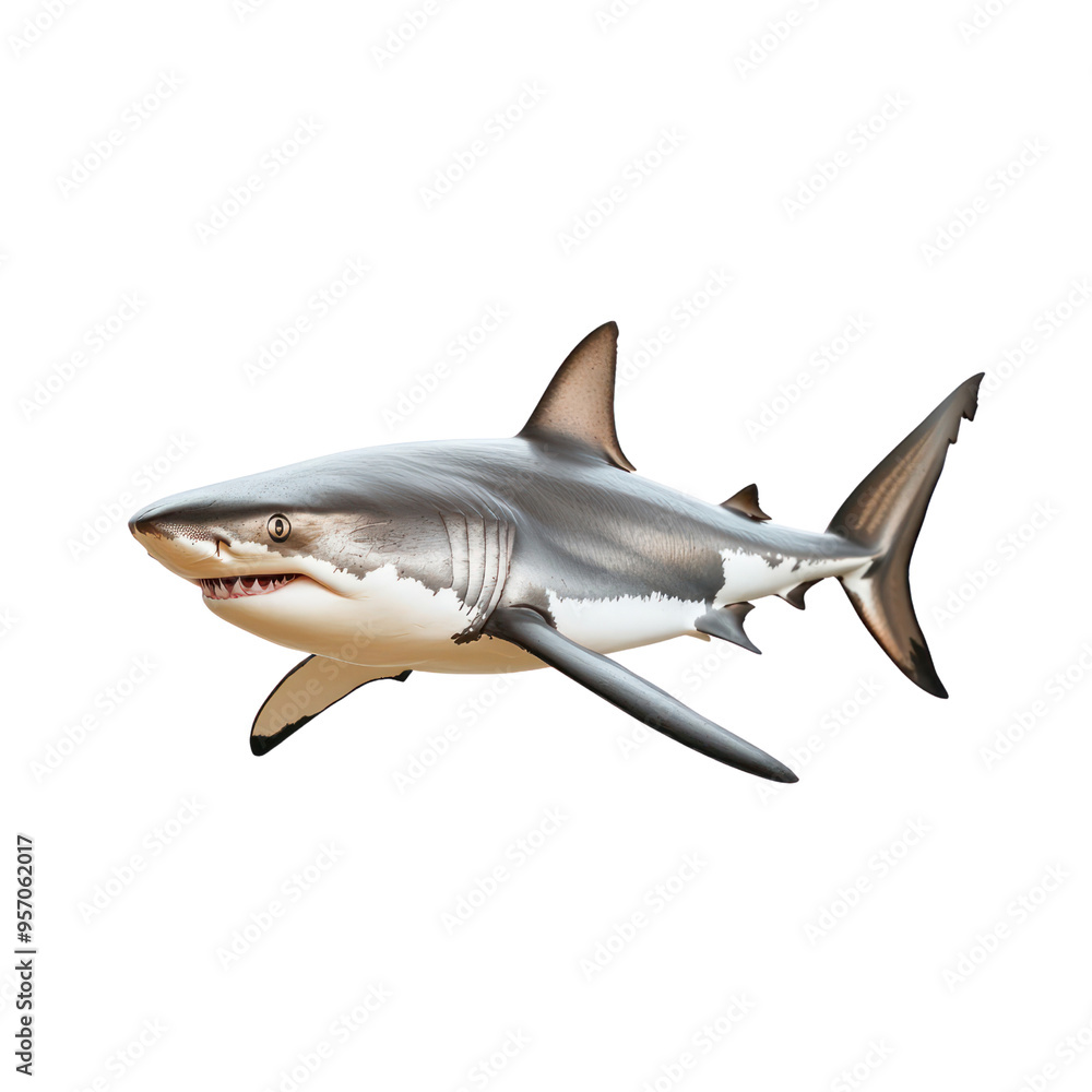 Fototapeta premium Shark object isolated on transparent png.