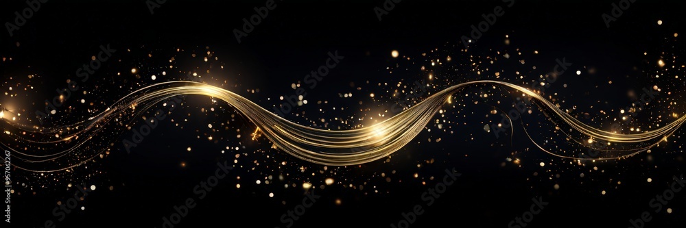 Obraz premium gold wave on black background