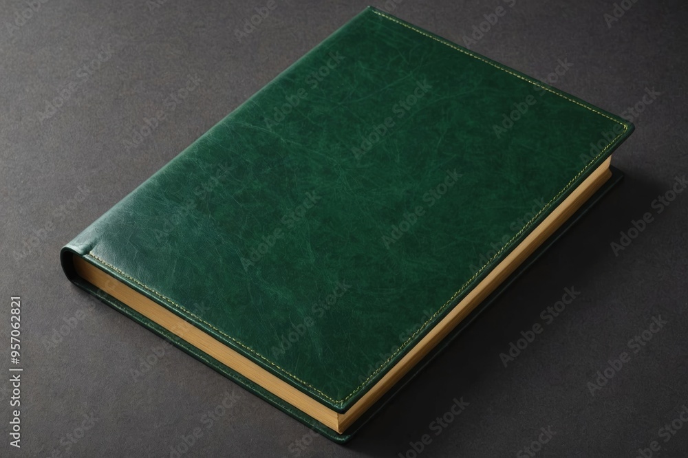 Dark green and gold leather book cover Dark green and gold leather book cover