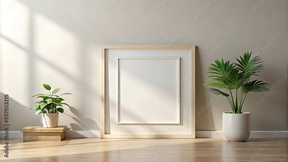 Minimalist empty square wall mockup display with subtle texture, soft lighting, and a clean neutral background, ideal for showcasing graphics, posters, or artwork. Minimalist empty square wall mockup display with subtle texture, soft lighting, and a clean neutral background, ideal for showcasing graphics, posters, or artwork.