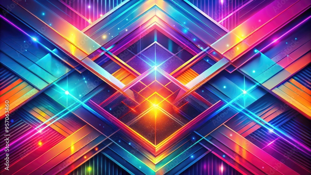 Modern abstract background featuring intersecting linear shapes and geometric patterns in bold bright colors, creating a dynamic and futuristic visual composition with depth and texture. Modern abstract background featuring intersecting linear shapes and geometric patterns in bold bright colors, creating a dynamic and futuristic visual composition with depth and texture.