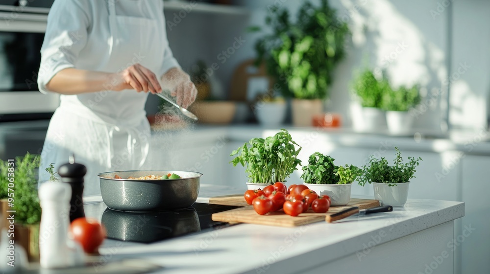 Chef Preparing Delicious Meal Chef Preparing Delicious Meal