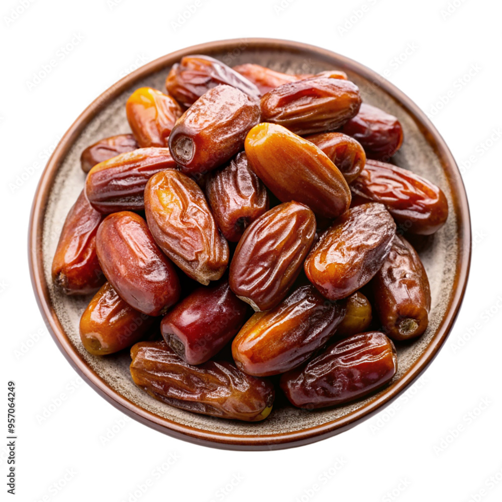 Dates on plate isolated on transparent background. Dates on plate isolated on transparent background.