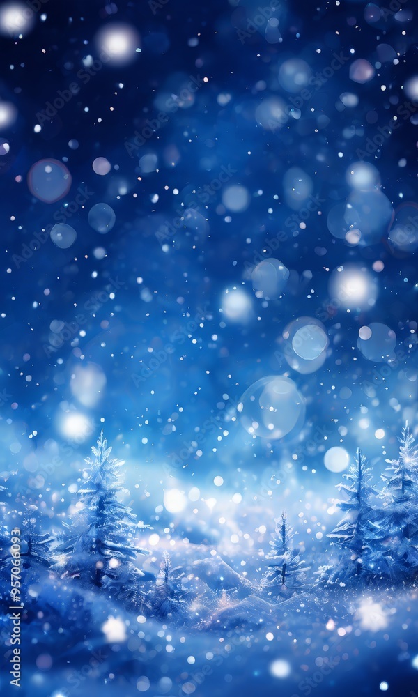 blue christmas background with snow and trees blue christmas background with snow and trees