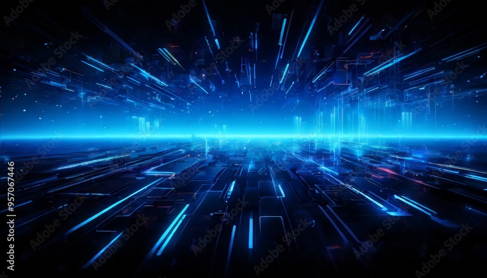 futuristic city with neon lights and lines futuristic city with neon lights and lines