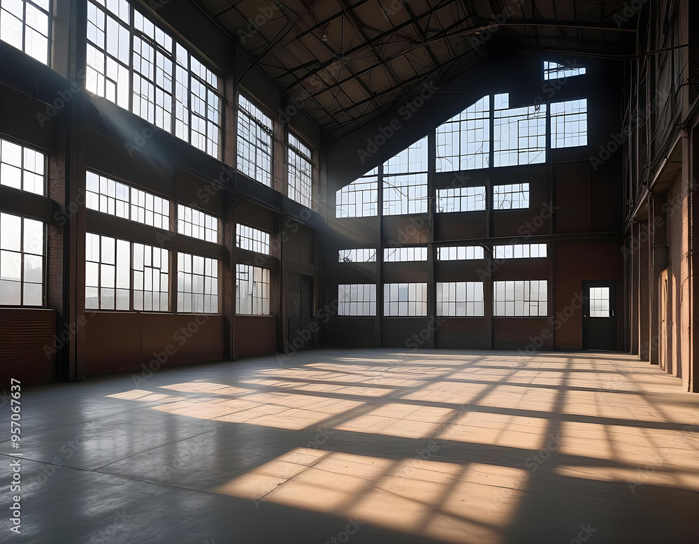 Empty old warehouse wioth glass windows Empty old warehouse wioth glass windows