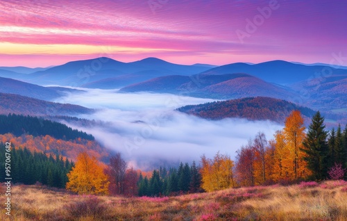 Sokilsky ri in the Carpathian mountains in autumn. photo