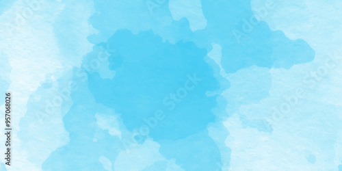 Beautiful and shinny cloudy blue watercolor background,cover design, cards, flyer, poster, banner. Elegant blue grunge texture, Blue background with soft blue watercolor stains.