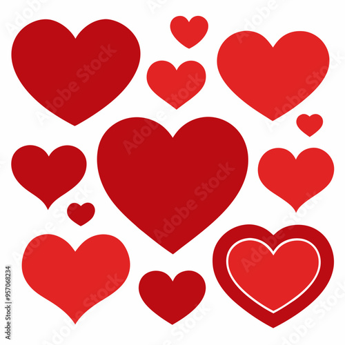 set of hearts, different kinds of heart shape vectors, simple and clean