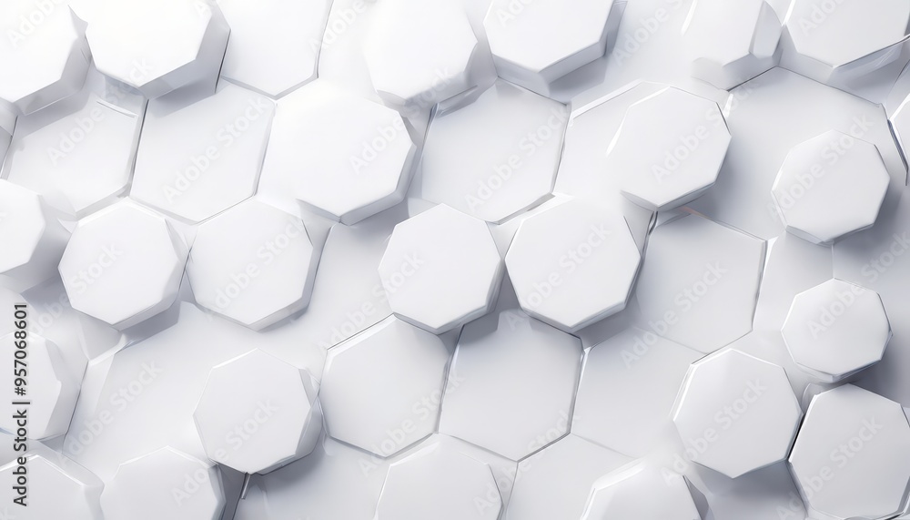 white hexagons background 3d render white hexagons background 3d render