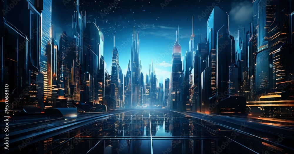 futuristic city at night futuristic city at night