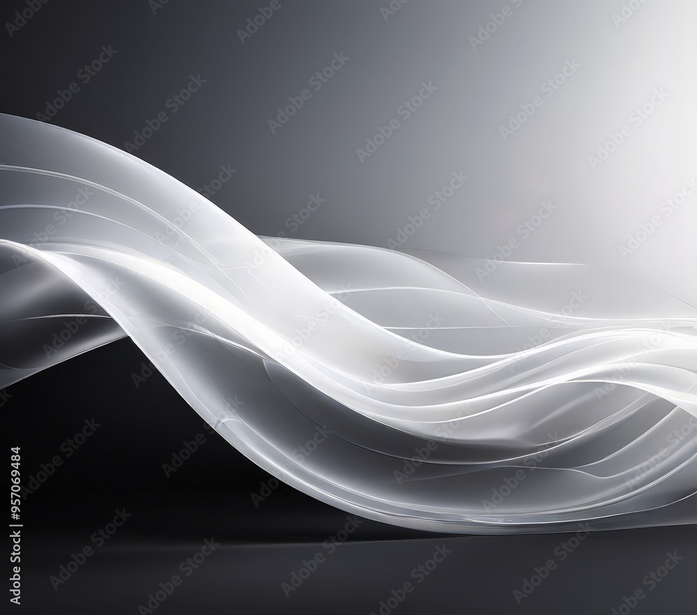 Obraz premium white wave light on black background