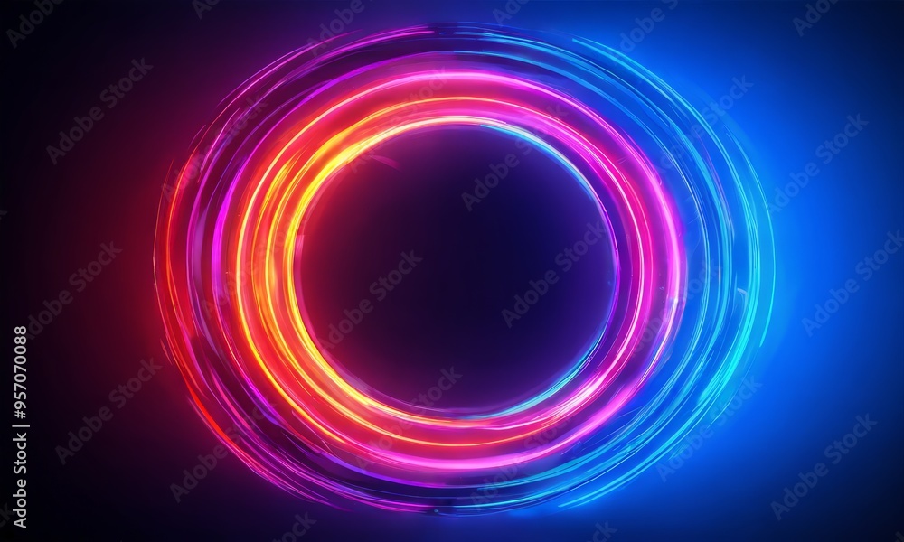 Obraz premium neon light circle on black background