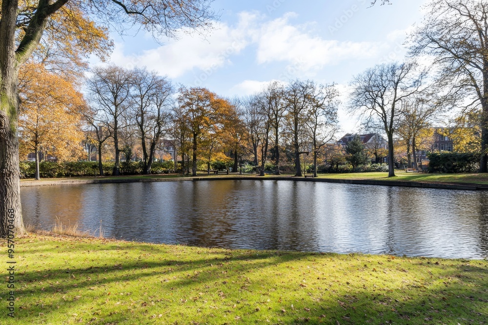 Rotterdam city park in autumn, Netherlands Rotterdam city park in autumn, Netherlands