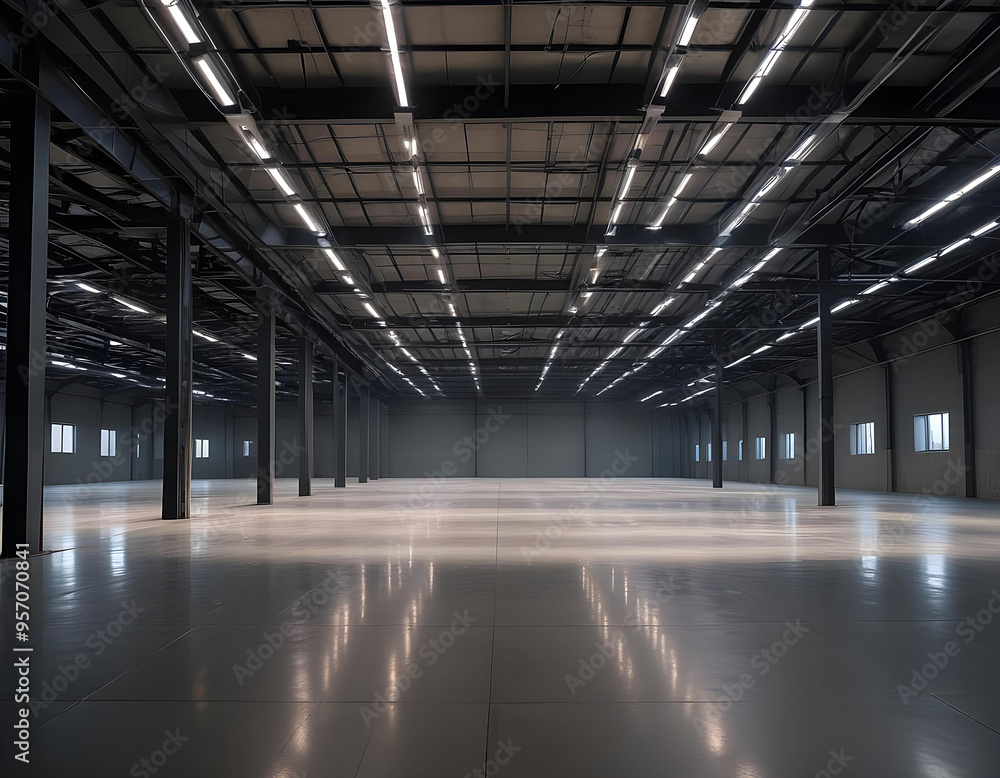 Obraz premium Empty warehouse with marble floor