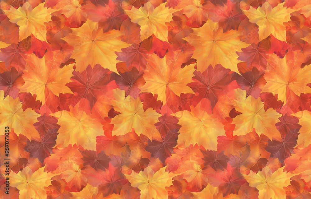 An autumn maple leaf background with red and yellow autumn leaves. An autumn maple leaf background with red and yellow autumn leaves.