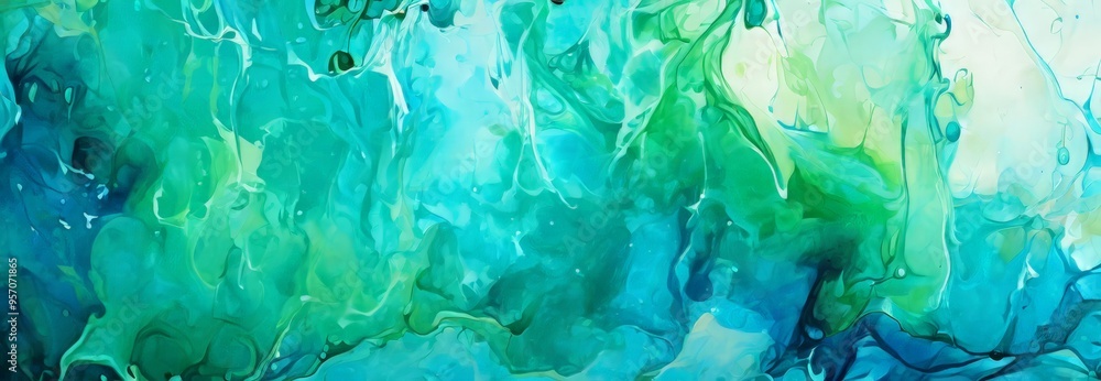 Naklejka premium abstract painting background with blue and green colors
