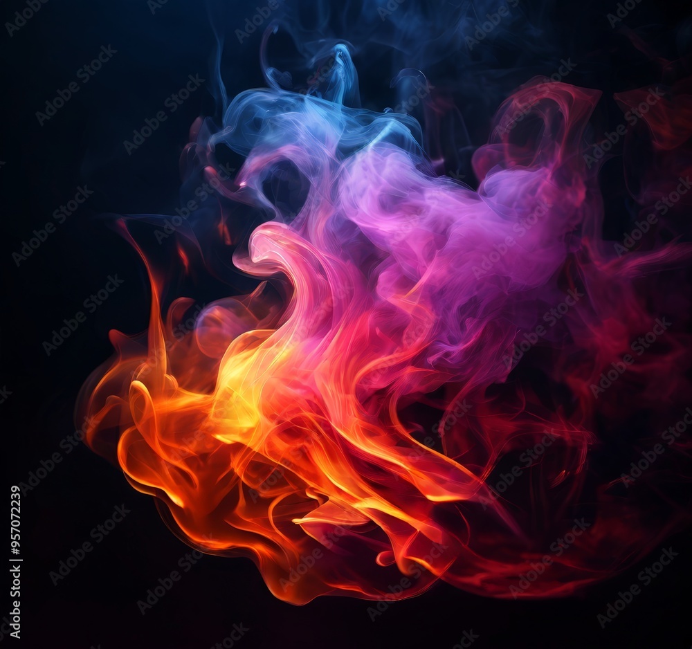 Fototapeta premium colorful smoke on black background