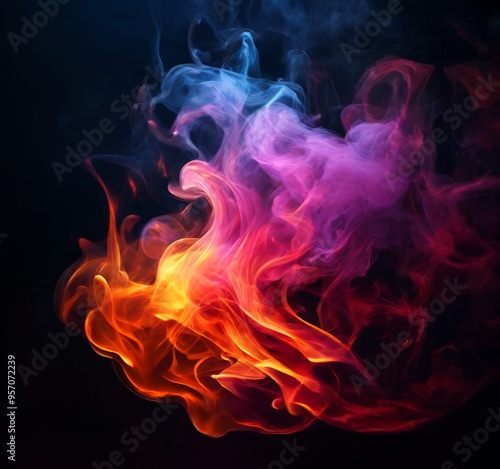 colorful smoke on black background