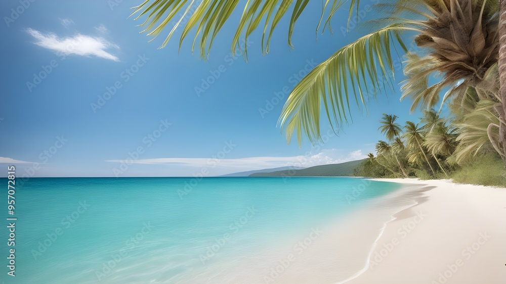 beach with palm trees and sea beach with palm trees and sea
