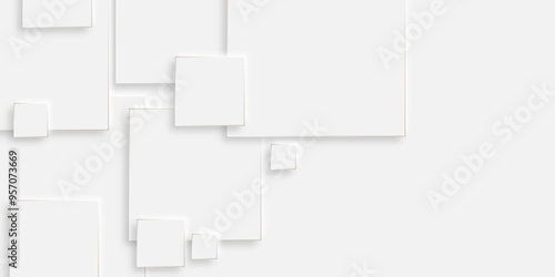 Wallpaper Mural Abstract white rectangle shape geometric line background. abstract seamless modern white and gray color technology concept geometric rectangle vector background neomorphism style poster, banner design Torontodigital.ca