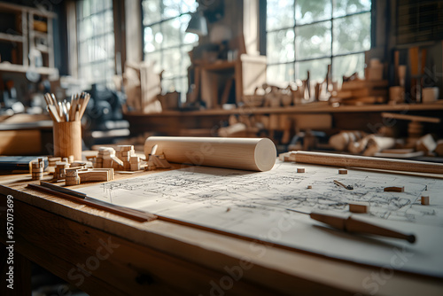 Mesa de trabajo de taller de carpintería