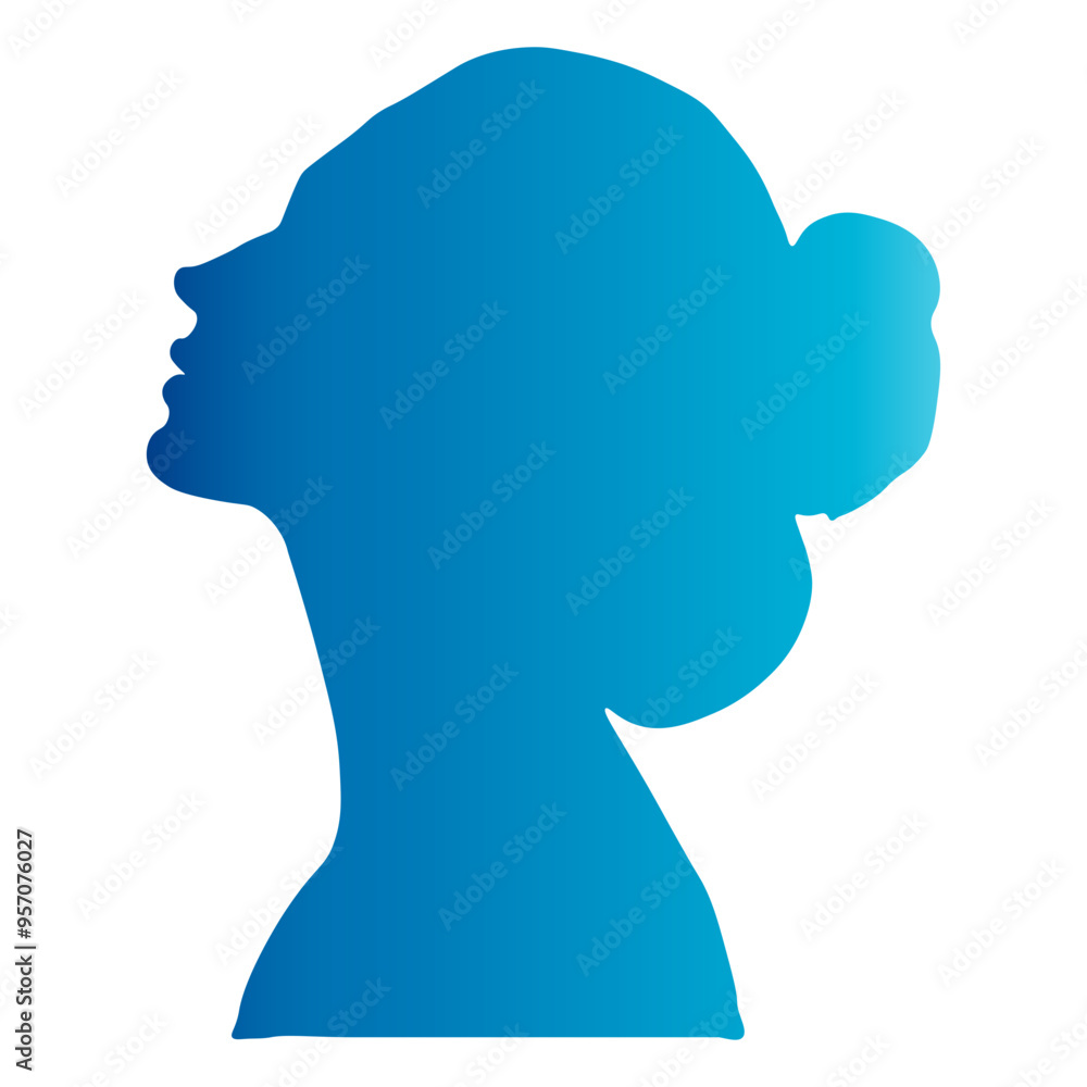 Woman Head Silhouette with Colorful Design Style. Isolated on White Background. Flat Vector Illustration