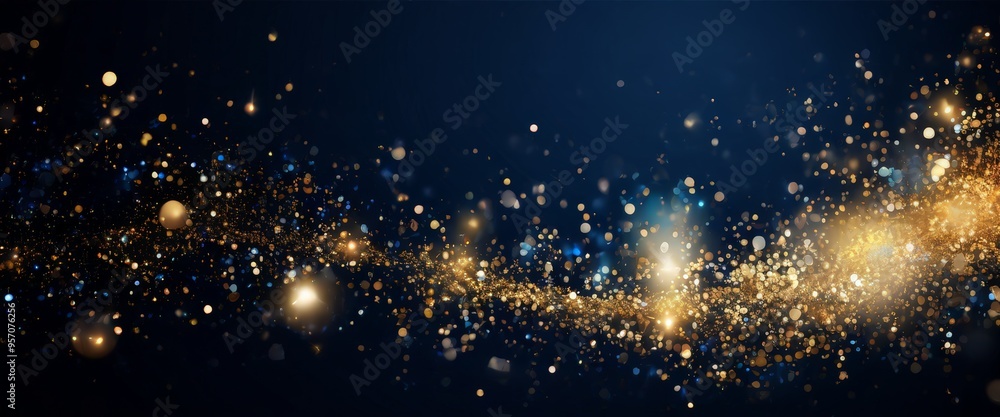 Obraz premium dark blue background with gold glitter