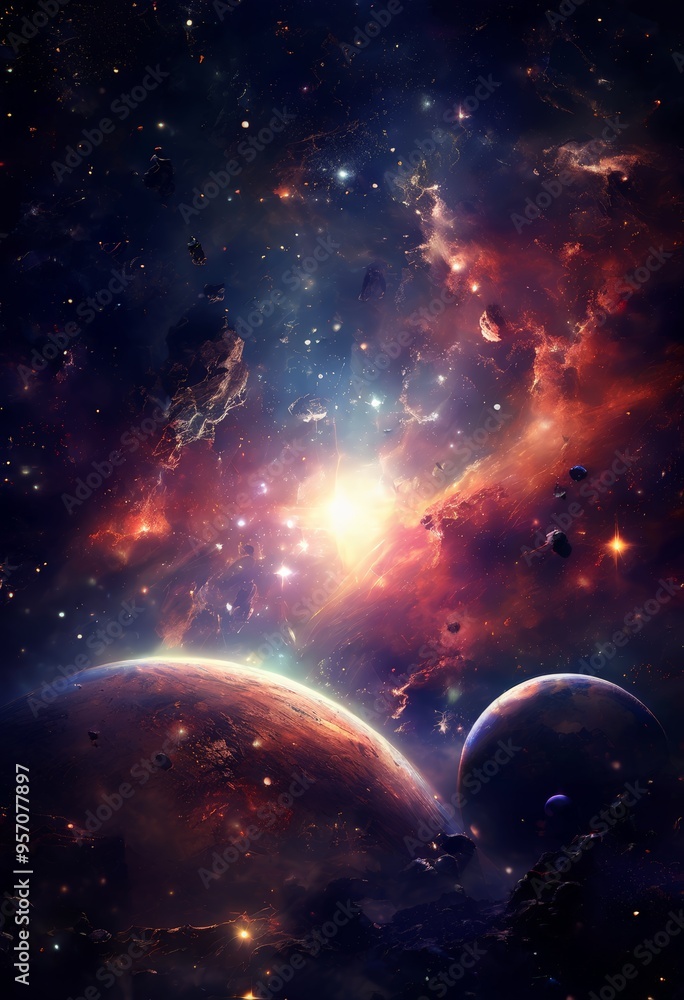 space scene with planets and stars space scene with planets and stars