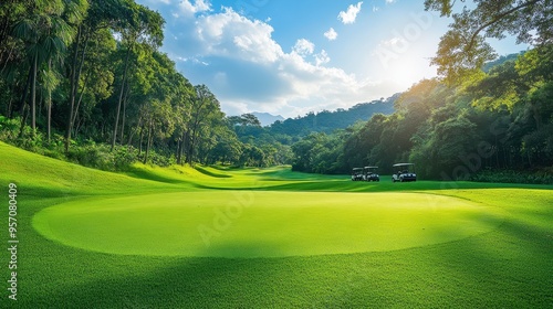Sustainable Golfing: Green Golf Course with Solar-Powered Carts