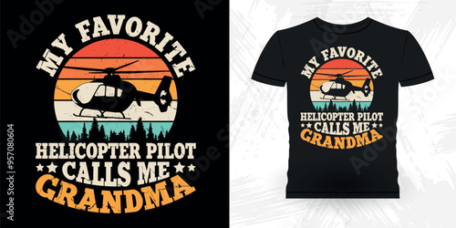 Mom Lover Mother's Day Funny Flying Helicopter Retro Vintage Pilot Helicopter T-shirt Design
