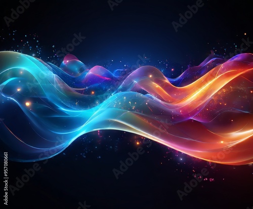 abstract background with colorful waves and stars