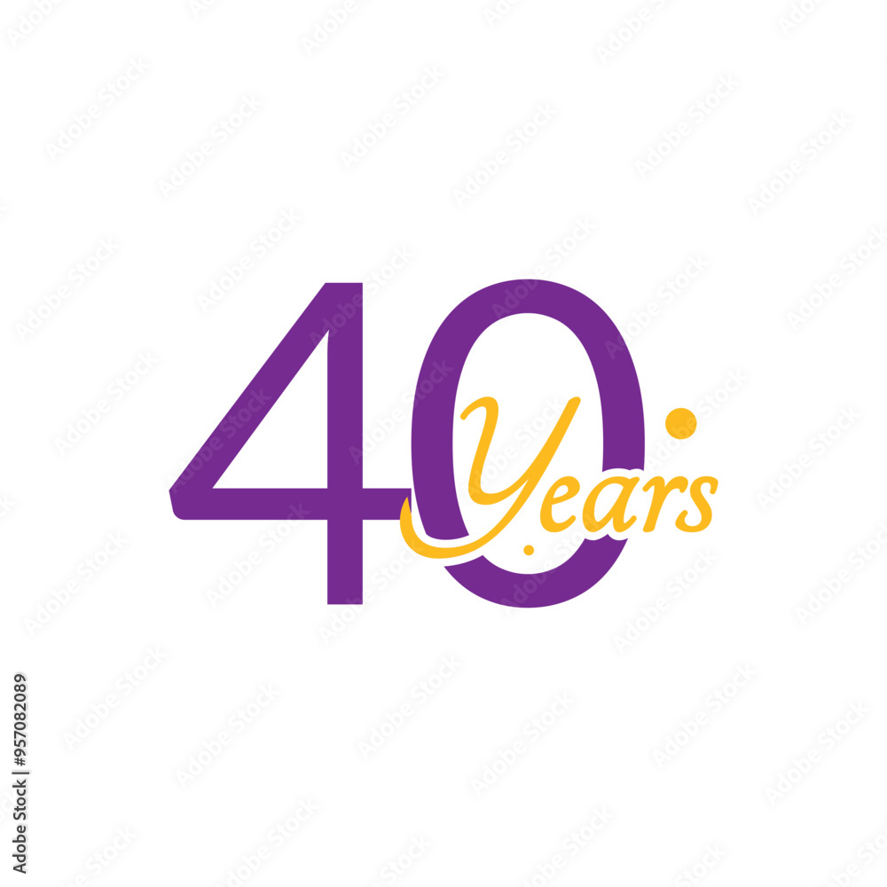40 Years Anniversary Number simple design collection Vector Template Illustration 40 Years Anniversary Number simple design collection Vector Template Illustration