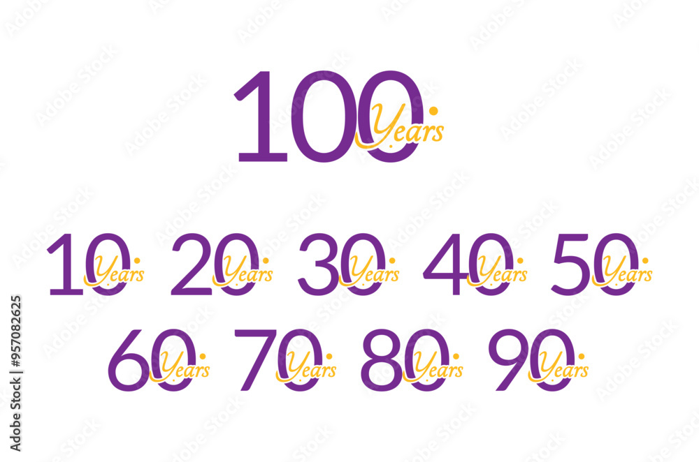 100 Years Anniversary Number simple design collection Vector Template Illustration 100 Years Anniversary Number simple design collection Vector Template Illustration