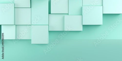 Mint Green minimalistic geometric abstract background with seamless dynamic square suit for corporate, business, wedding art display products 