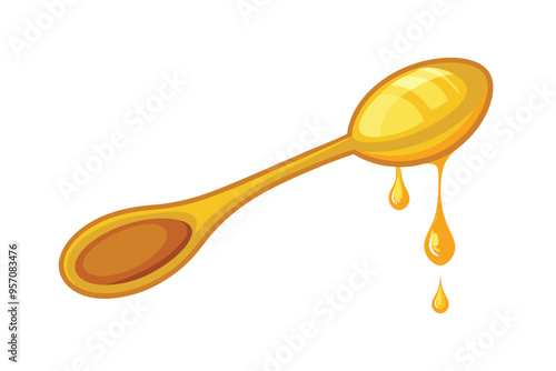 Honey Dripping Close-Up, Sweet Golden Drops on White background.